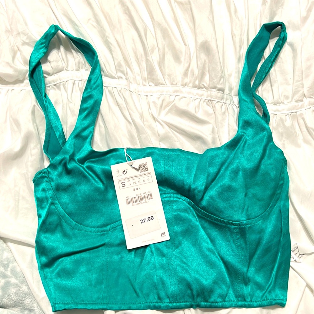 Zara silk crop top corset style